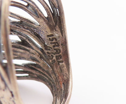 925 Sterling Silver Vintage Ring ISRAEL Spinel Brutalist Band  Sz 7.5  RG35840