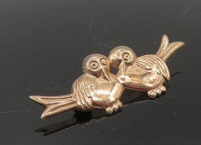 925 Sterling Silver  Vintage Shiny Petite Love Birds Motif Brooch Pin  BP4051