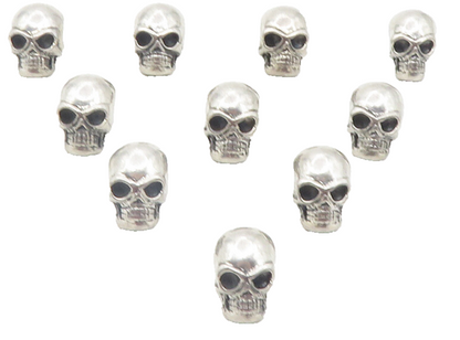 925 Sterling Silver  Vintage Lot Of 11 Shiny Skull Head Slide Pendants  PT9513