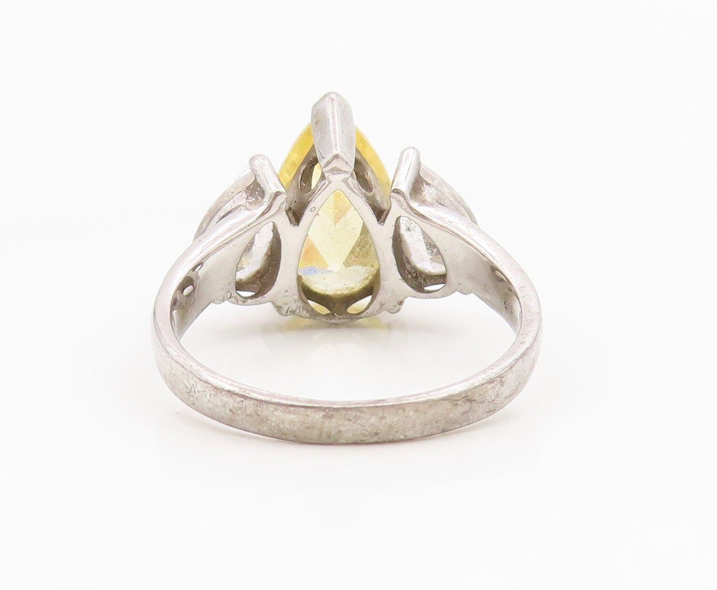 925 Sterling Silver Vintage Ring Pear Cut Citrine & Topaz Band  Sz 8  RG35282
