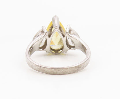 925 Sterling Silver Vintage Ring Pear Cut Citrine & Topaz Band  Sz 8  RG35282