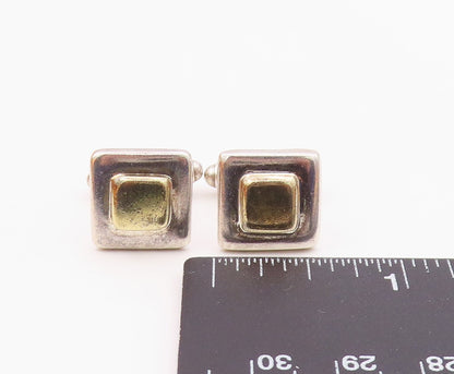925 Sterling Silver  Vintage Shiny Two Tone Square Cuff Links  TR1683