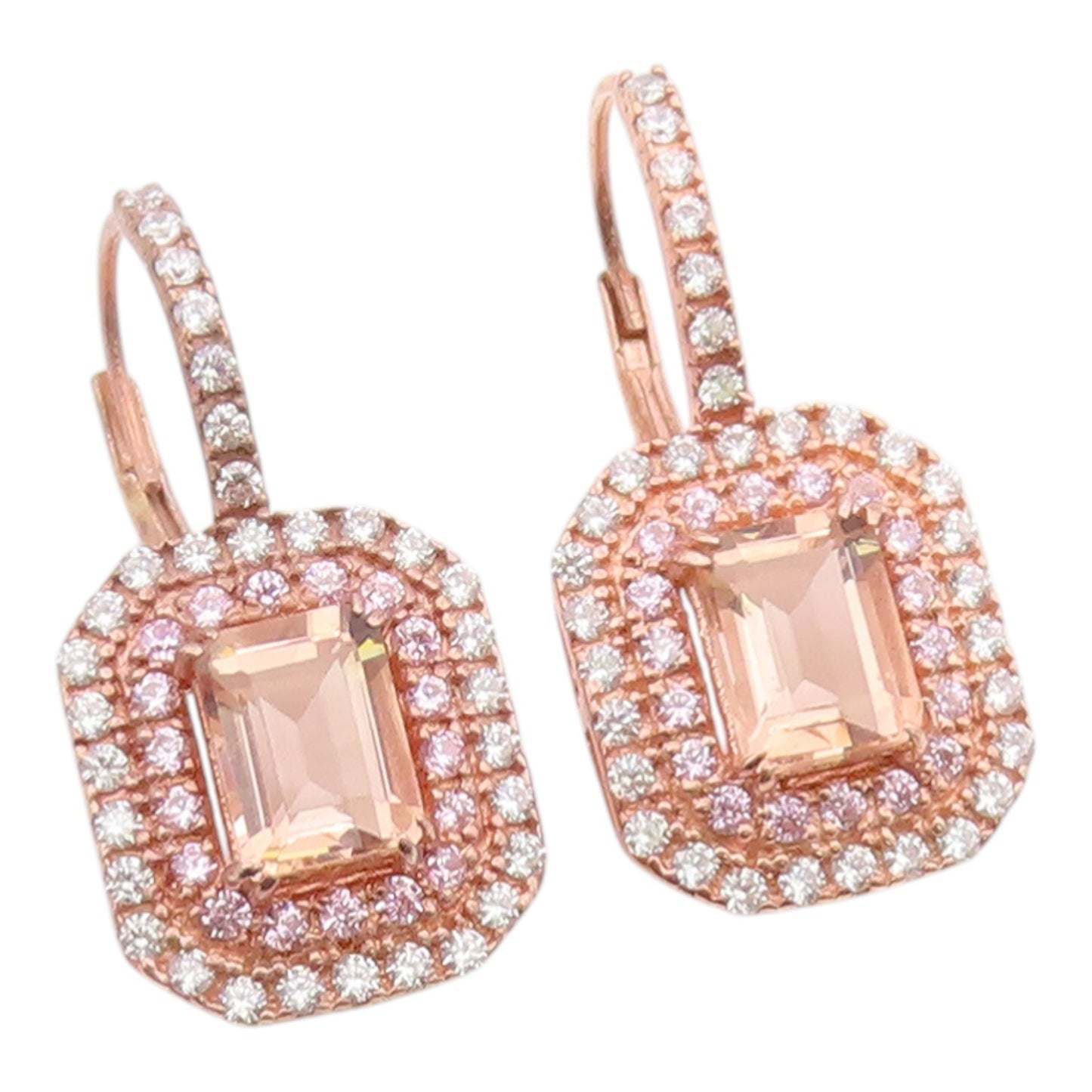 925 Sterling Silver Vintage Earrings Gold Plated CZ Halo Geometric Drop  EG14388