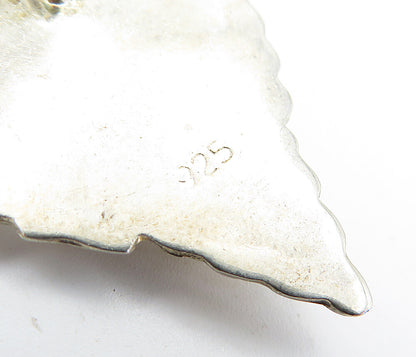 925 Sterling Silver  Vintage Grape Bunch Floral Leaf Motif Pendant  PT4562