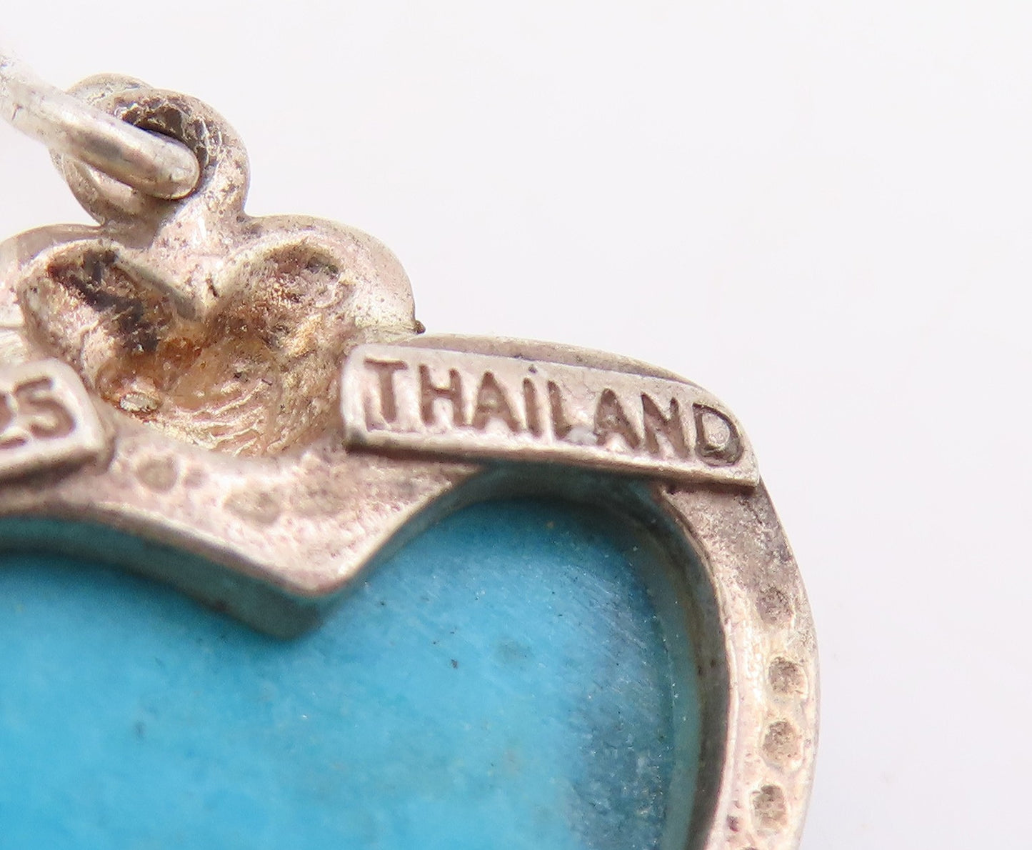 925 Sterling Silver Vintage Earrings Cabochon Turquoise Love Heart Drop  EG14132