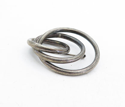 925 Sterling Silver  Vintage Dark Tone Graduated Circles Brooch Pin  BP1993
