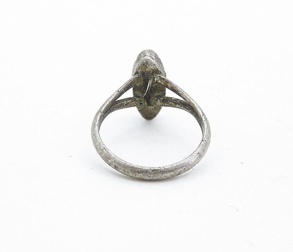 925 Sterling Silver  Vintage Antique Jasper Split Band Ring Sz 6.5  RG5478