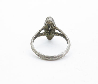 925 Sterling Silver  Vintage Antique Jasper Split Band Ring Sz 6.5  RG5478
