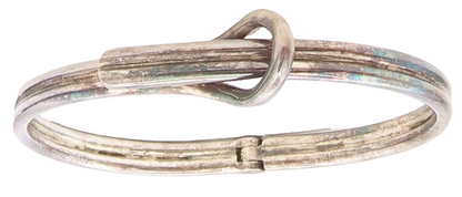925 Sterling Silver  Vintage Dark Tone Ribbed Loop Bangle Bracelet  BT3277