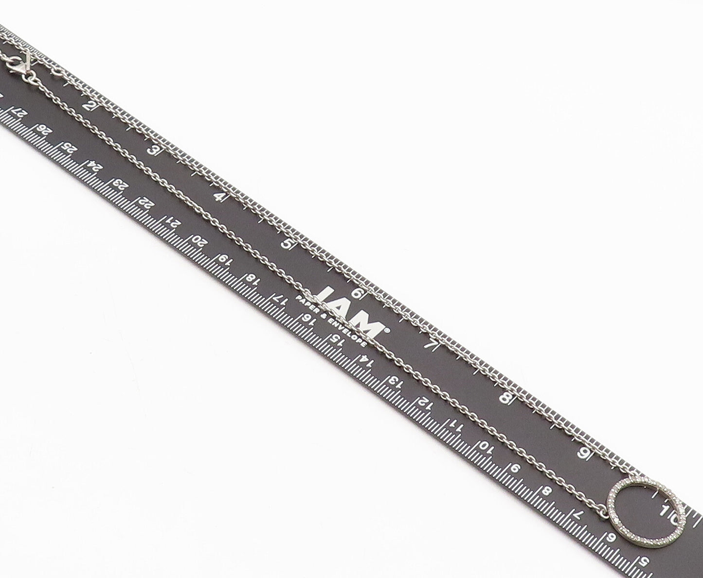 925 Sterling Silver  Vintage Minimalist Diamond Ring Pendant Necklace  NE4179