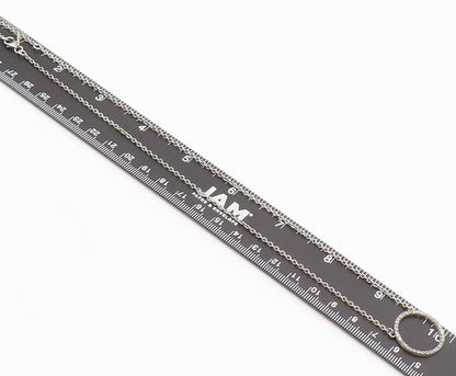 925 Sterling Silver  Vintage Minimalist Diamond Ring Pendant Necklace  NE4179
