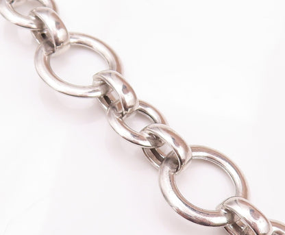 925 Sterling Silver Vintage Necklace Solid Small & Big Rings Linked   NE4270