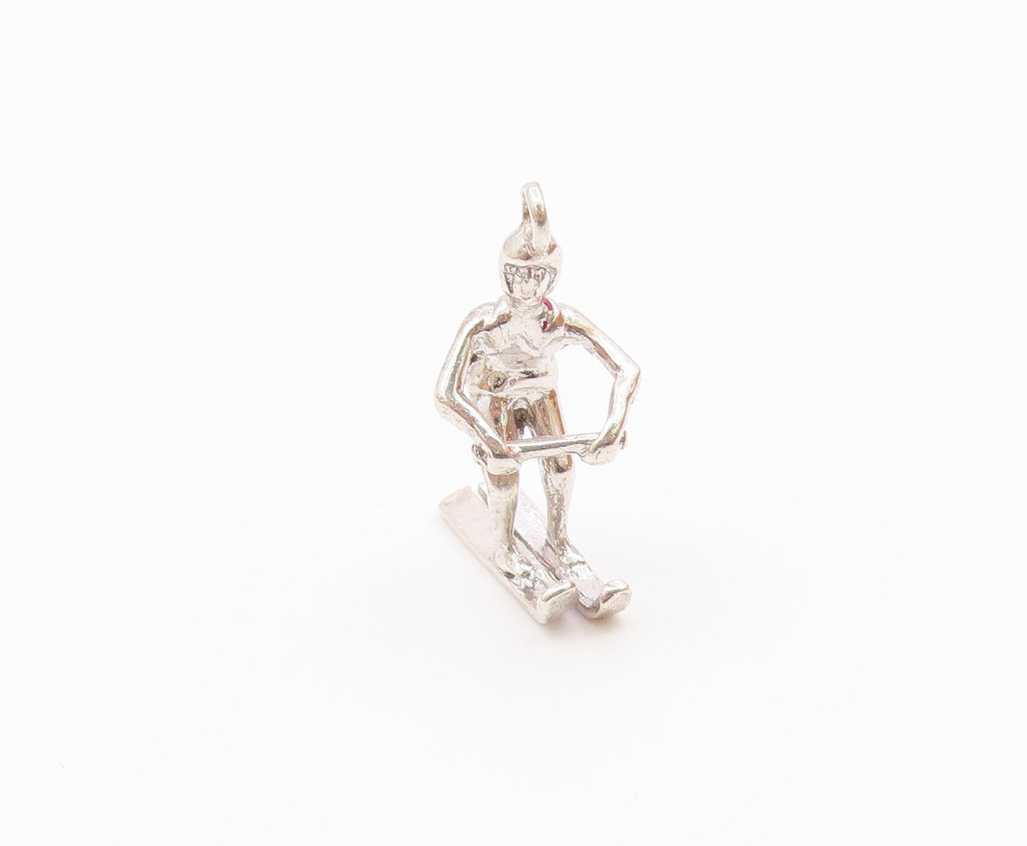 925 Sterling Silver  Vintage Shiny Petite Water Skiing Figure Pendant  PT6256