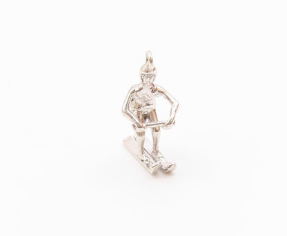 925 Sterling Silver  Vintage Shiny Petite Water Skiing Figure Pendant  PT6256