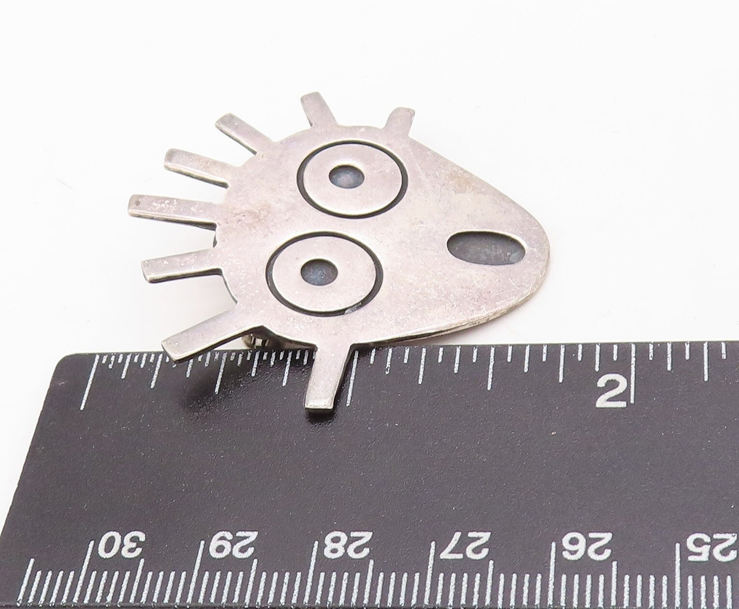 925 Sterling Silver Vintage Brooch Pin Boy In Surprise Carved Face  BP11294