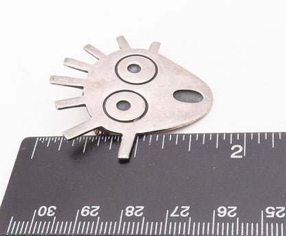 925 Sterling Silver Vintage Brooch Pin Boy In Surprise Carved Face  BP11294