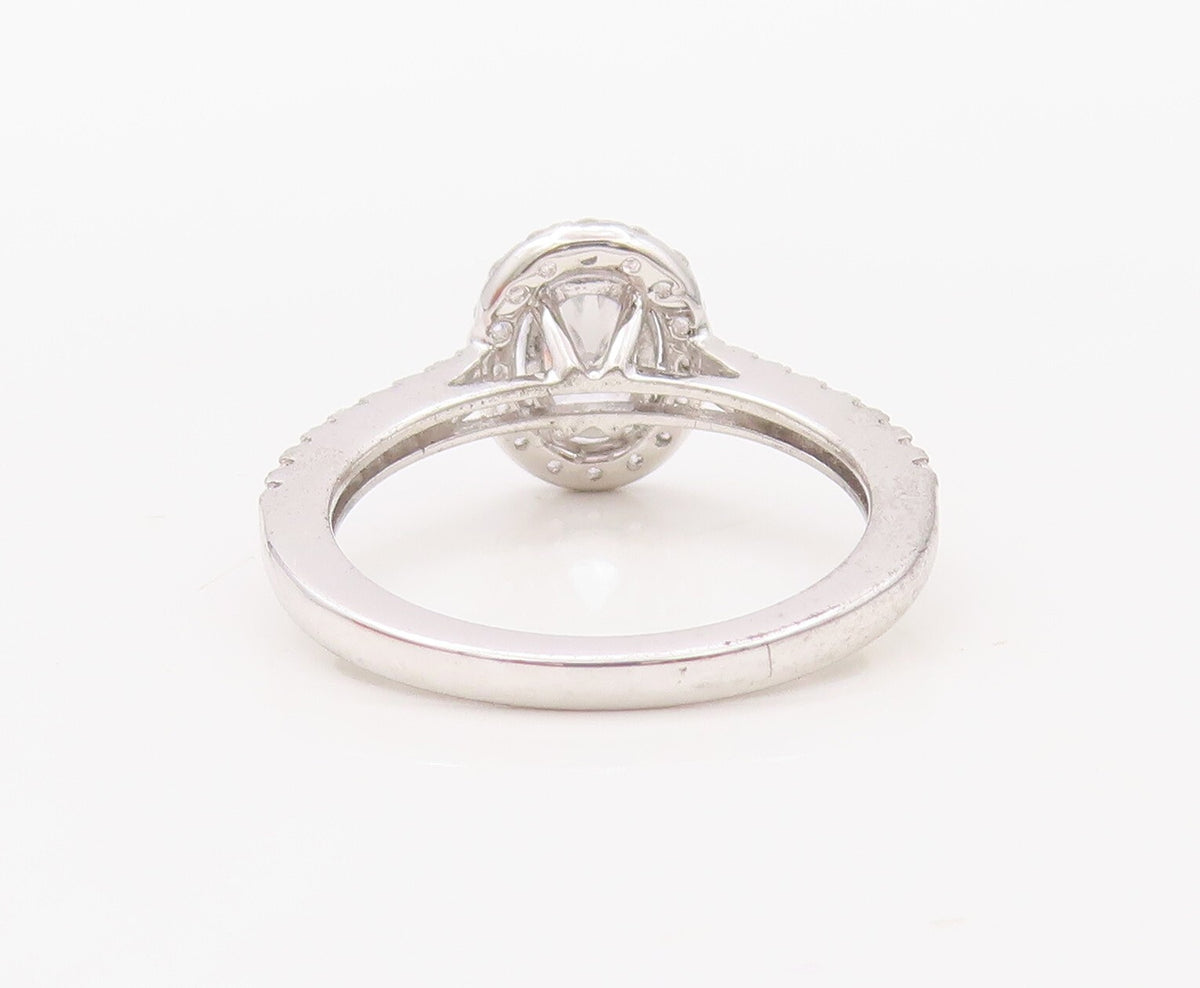 925 Sterling Silver Vintage Ring Oval Cut & Halo CZ Band  Sz 7  RG30781