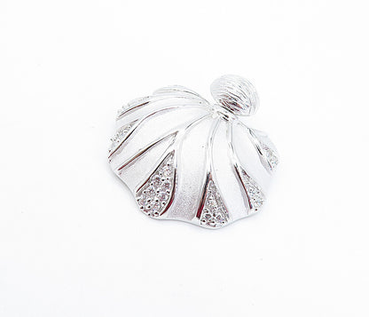 925 Sterling Silver  Topaz Matte Texture Scalloped Dome Design Pendant  PT5219