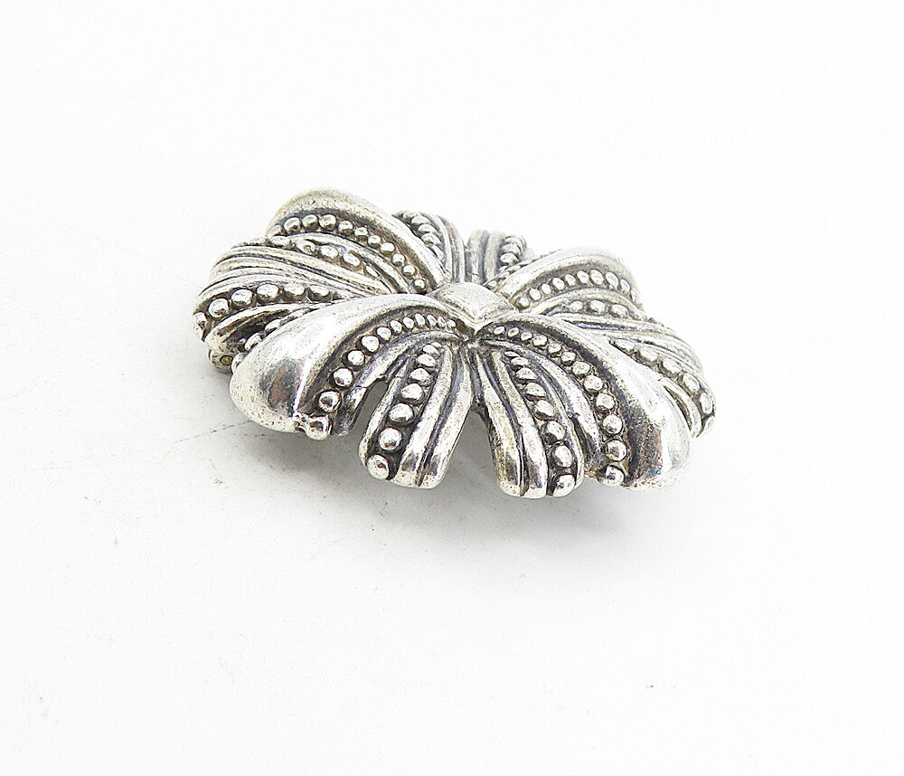 MONET 925 Sterling Silver  Vintage Shiny Round Floral Design Brooch Pin BP3060