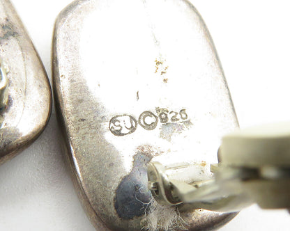 925 Sterling Silver  Vintage Dark Tone Smooth Non Pierce Earrings  EG5693
