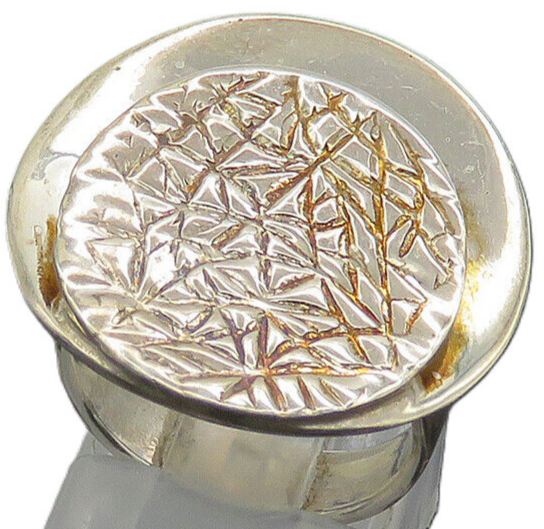 925 Sterling Silver  Vintage Shiny Etched Detail Round Band Ring Sz 6  RG20457