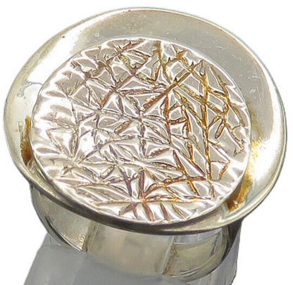 925 Sterling Silver  Vintage Shiny Etched Detail Round Band Ring Sz 6  RG20457