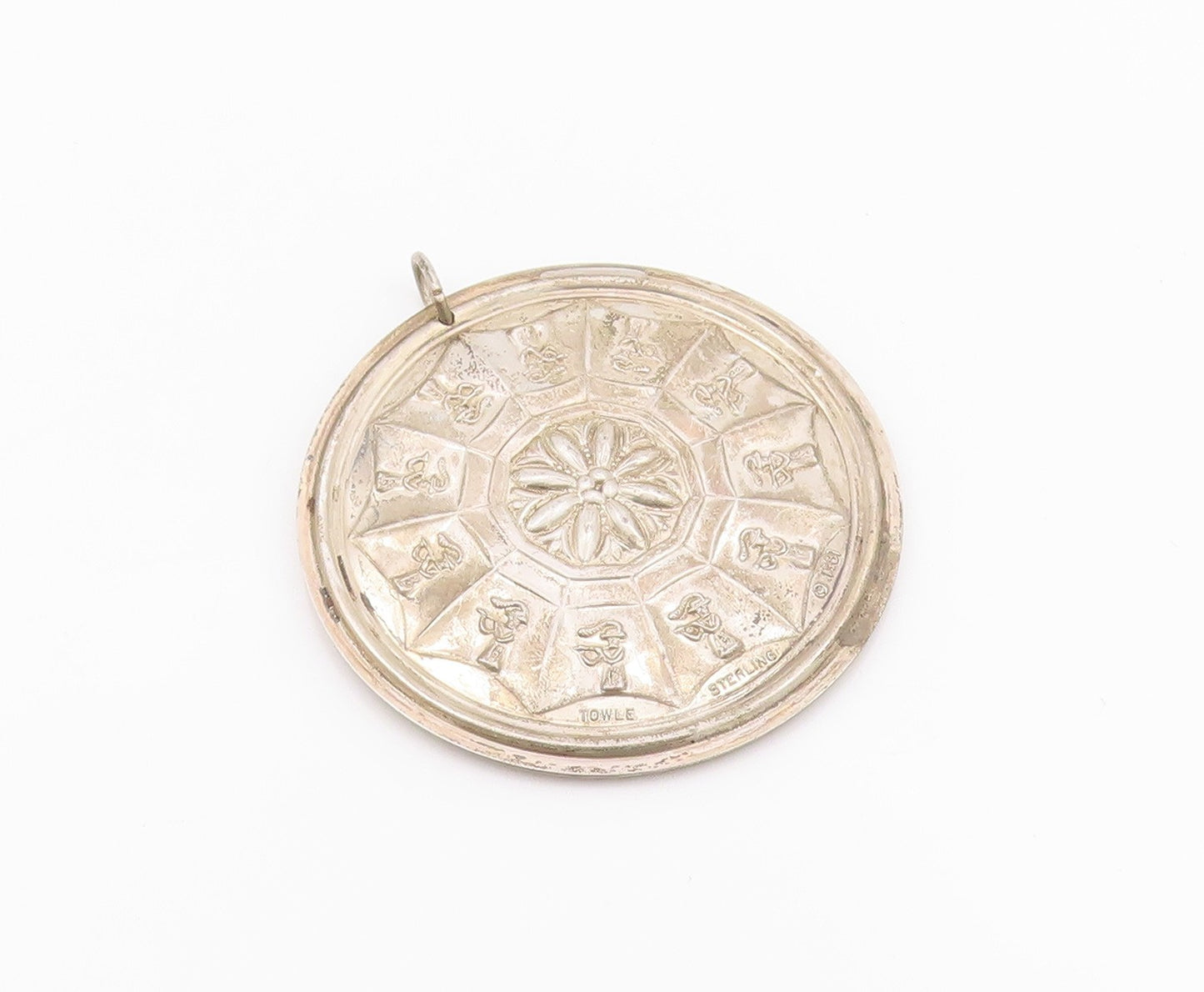 925 Sterling Silver Vintage Pendant TOWLE Eleven Pipers Piping Carved  PT24251