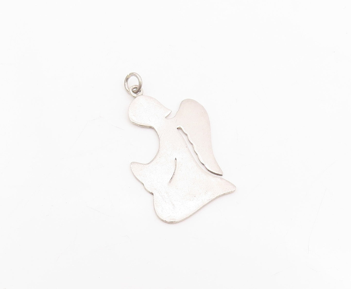 925 Sterling Silver Vintage Pendant Minimalist Guardian Angel Cutout  PT25771