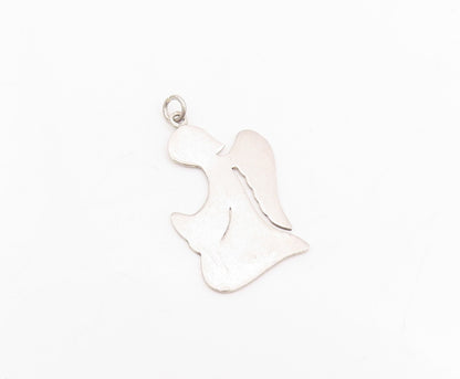 925 Sterling Silver Vintage Pendant Minimalist Guardian Angel Cutout  PT25771
