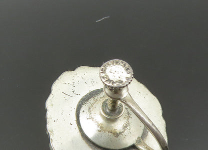 925 Sterling Silver  Vintage Antique Shiny Flower Non Pierce Earrings  EG10818
