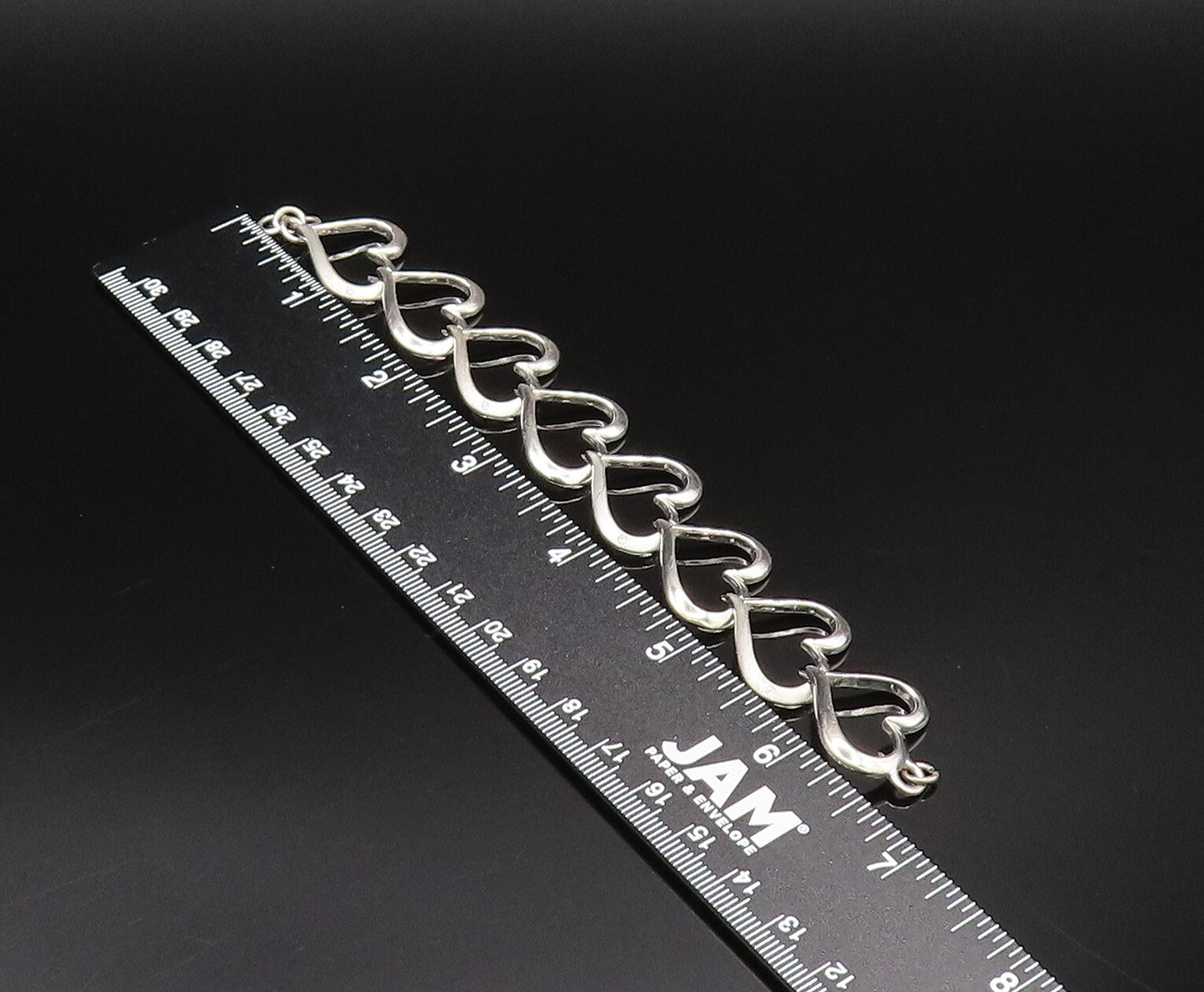 925 Silver  Vintage Genuine Diamonds Accent Open Love Heart Bracelet  BT9662
