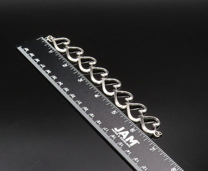 925 Silver  Vintage Genuine Diamonds Accent Open Love Heart Bracelet  BT9662