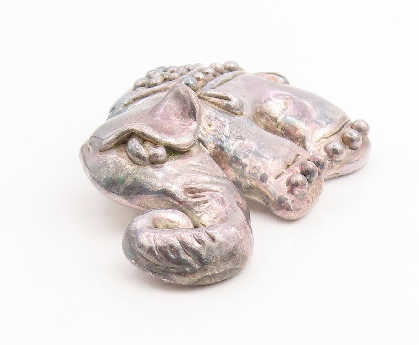925 Sterling Silver Vintage Brooch ISRAEL Large Figural Lucky Elephant  BP11963