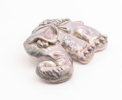 925 Sterling Silver Vintage Brooch ISRAEL Large Figural Lucky Elephant  BP11963