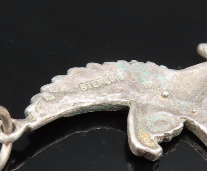 925 Sterling Silver  Vintage Eagle Man With Wings Out Pendant  PT20978