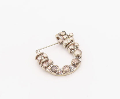 925 Sterling Silver Vintage Brooch Pin Antique Beaded Carved Solid U  BP11246