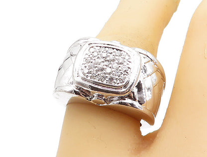 925 Sterling Silver  Sparkling Cubic Zirconia Braided Band Ring Sz 7  RG4342
