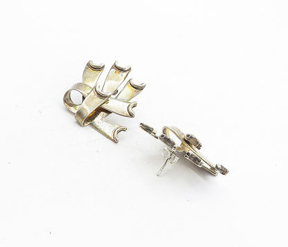 MEXICO 925 Sterling Silver  Vintage Shiny Ribbons Motif Drop Earrings  EG4023