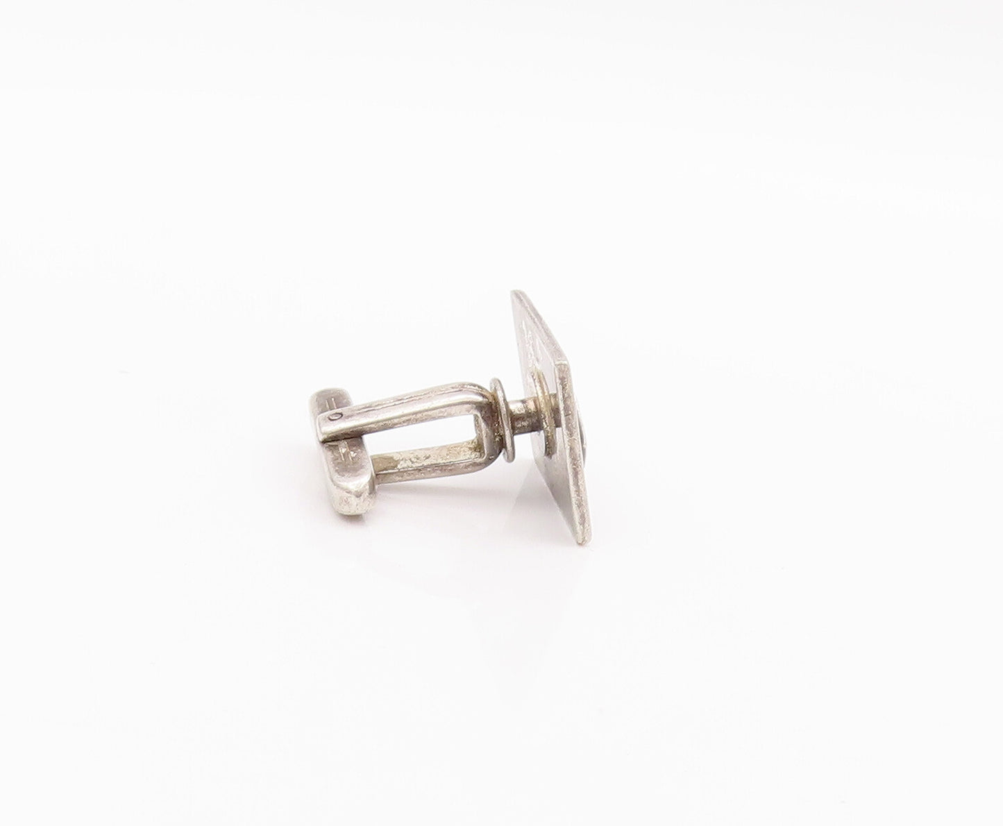 925 Sterling Silver Vintage Cuff Links Solid Rectangle Carved Squares  TR3756