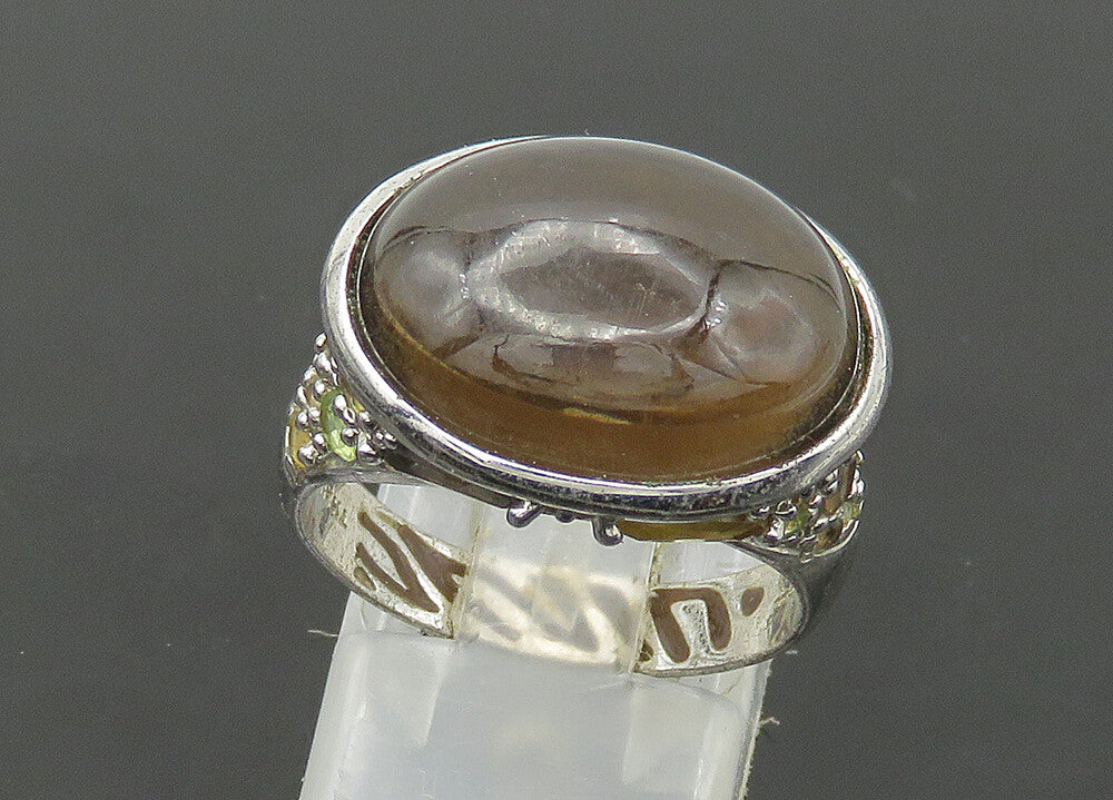DAVID SIGAL 925 Silver  Vintage Smoky Topaz Dome Cocktail Ring Sz 8  RG22484