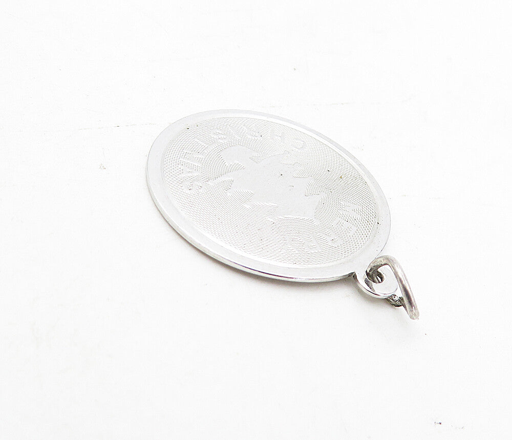 925 Sterling Silver  Shiny Merry Christmas Tree Round Drop Pendant  PT6352