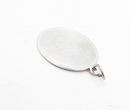 925 Sterling Silver  Shiny Merry Christmas Tree Round Drop Pendant  PT6352