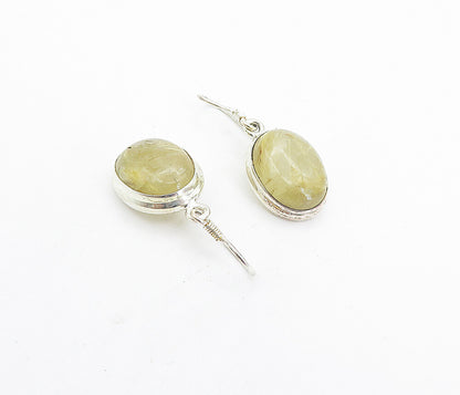 925 Sterling Silver  Vintage Cabochon Rutilated Quartz Dangle Earrings  EG3620