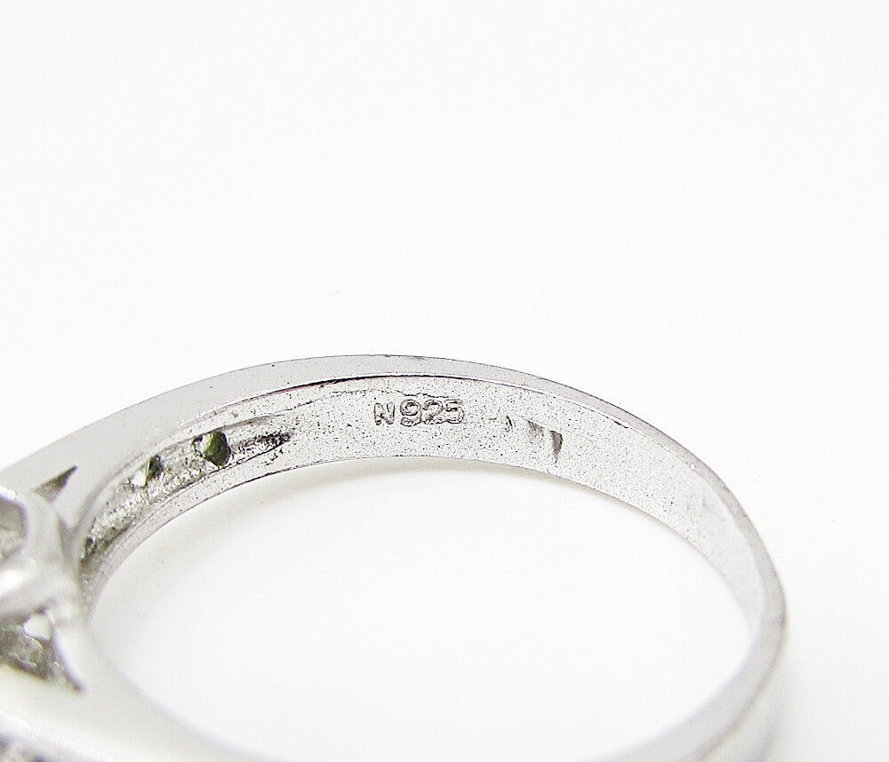 925 Sterling Silver  White Cubic Zirconia Engagement Ring Sz 7.5  RG2960