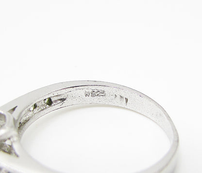 925 Sterling Silver  White Cubic Zirconia Engagement Ring Sz 7.5  RG2960