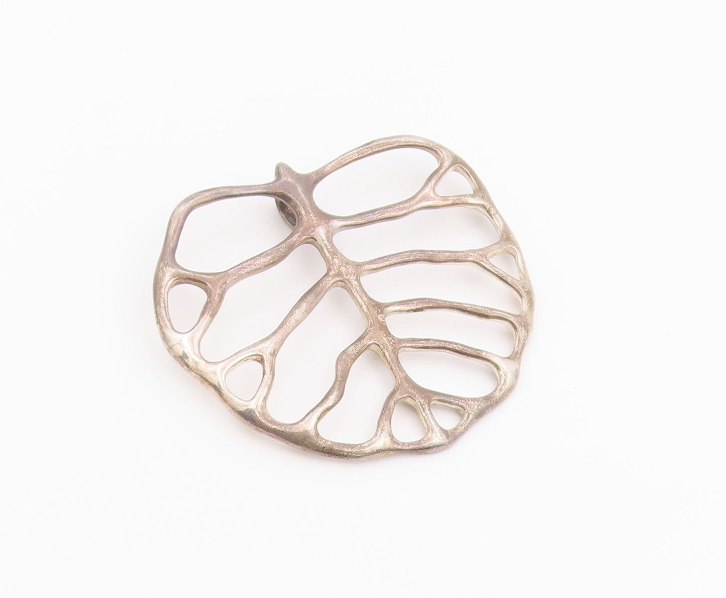 925 Sterling Silver Vintage Pendant ANGELA CUMMINGS Tropical Leaf Cutout PT26390