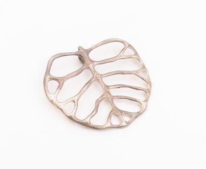 925 Sterling Silver Vintage Pendant ANGELA CUMMINGS Tropical Leaf Cutout PT26390