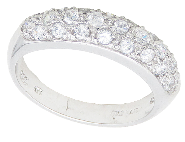 925 Sterling Silver  Sparkling Cubic Zirconia Dome Band Ring Sz 7  RG15610