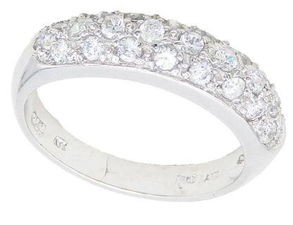 925 Sterling Silver  Sparkling Cubic Zirconia Dome Band Ring Sz 7  RG15610