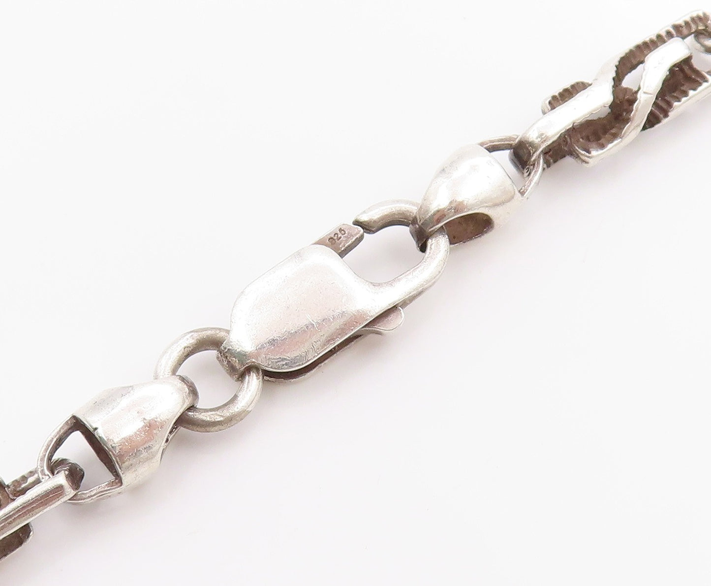 925 Sterling Silver Vintage Necklace Puffed Mariner Link Statement Chain  NE4626